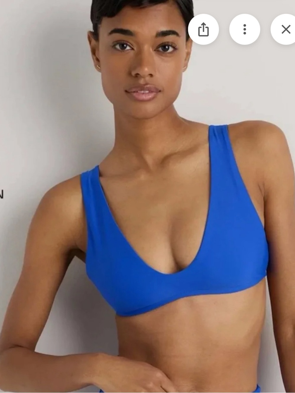 Quince Women's Italian Plunge Bikini Top Color Electric Blue Size Small NEW NWT
